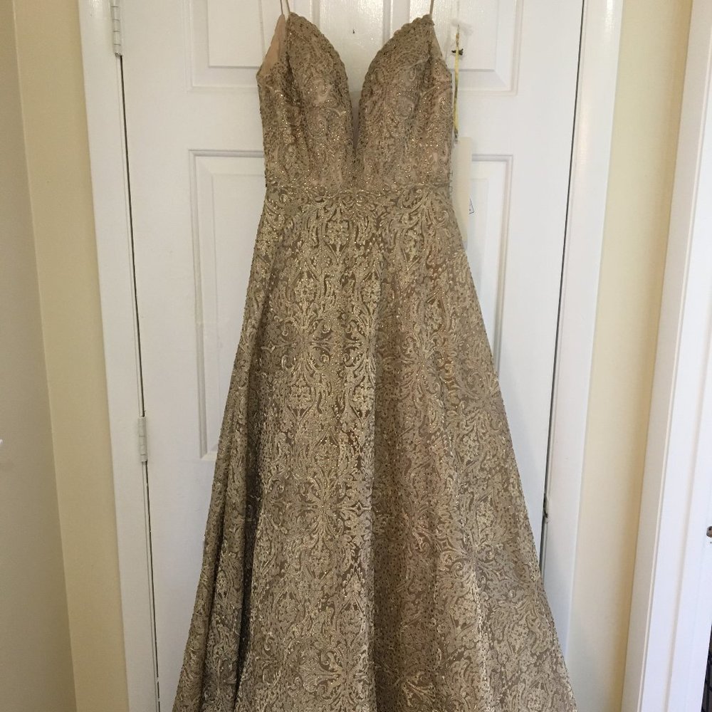 NEW Tarik Ediz style 93688 Gold w/ Rhinestones